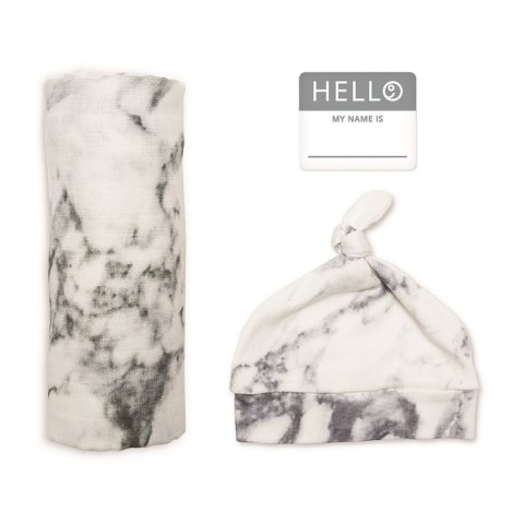 Lulujo Lulujo Zestaw Kocyk + Czapka Marble Lulujo Lulujo Zestaw Kocyk + Czapka Marble