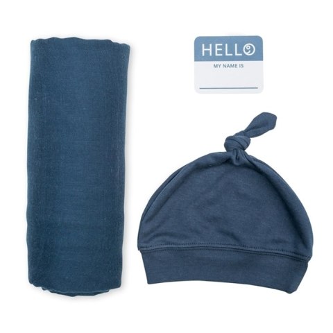 Lulujo Lulujo Zestaw Kocyk + Czapka Navy Lulujo Lulujo Zestaw Kocyk + Czapka Navy