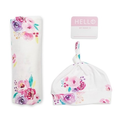Lulujo Lulujo Zestaw Kocyk + Czapka Posies Lulujo Lulujo Zestaw Kocyk + Czapka Posies
