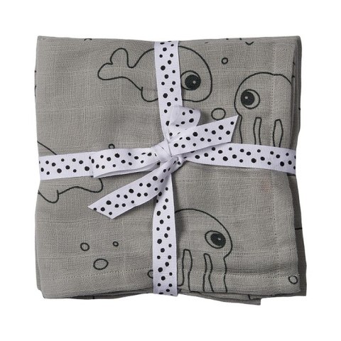 Done by Deer Done by Deer Sea Friends Otulacz 2szt Grey Done by Deer Done by Deer Sea Friends Otulacz 2szt Grey