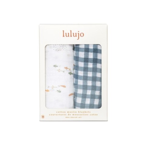 Lulujo Lulujo Boho Kocyk Muślinowy Fish / Navy Gingham 2 szt. Lulujo Lulujo Boho Kocyk Muślinowy Fish / Navy Gingham 2 szt.