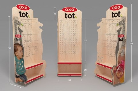 POS POS OXO tot Display Ekspozytor Stojacy Sklejka + 20 haków