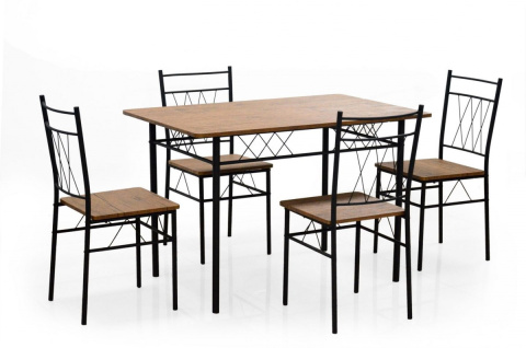 Halmar FAUST 2 zestaw stół + 4 krzesła dąb sonoma MDF laminowany, stelaż stal malowana proszkowo czarny 110x70 Halmar FAUST 2 zestaw stół + 4 krzesła dąb sonoma MDF laminowany, stelaż stal malowana proszkowo czarny 110x70