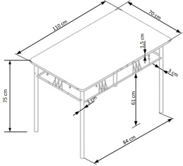 Halmar FAUST 2 zestaw stół + 4 krzesła dąb sonoma MDF laminowany, stelaż stal malowana proszkowo czarny 110x70