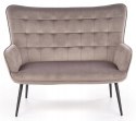 Halmar sofa tapicerowana CASTEL XL tkanina popielaty / nogi czarny stal malowana proszkowo