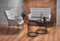 Halmar sofa tapicerowana CASTEL XL tkanina popielaty / nogi czarny stal malowana proszkowo