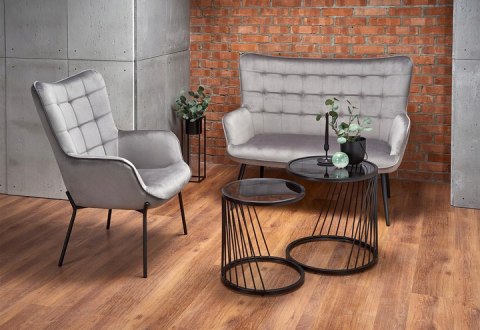 Halmar sofa tapicerowana CASTEL XL tkanina popielaty / nogi czarny stal malowana proszkowo Halmar sofa tapicerowana CASTEL XL tkanina popielaty / nogi czarny stal malowana proszkowo