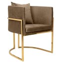 King Home Fotel CHLOE VELVET khaki welur - chromowana podstawa metalowa złota King Home Fotel CHLOE VELVET khaki welur - chromowana podstawa metalowa złota