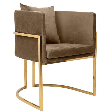 King Home Fotel CHLOE VELVET khaki welur - chromowana podstawa metalowa złota