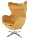 King Home Fotel obrotowy EGG SZEROKI VELVET musztardowy z funkcją bujania korpus metalowy podstawa stal polerowana King Home Fotel obrotowy EGG SZEROKI VELVET musztardowy z funkcją bujania korpus metalowy podstawa stal polerowana