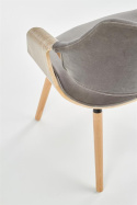 Halmar K396 krzesło do jadalni jasny dąb / popielaty stelaż drewno, sklejka obicie tkanina