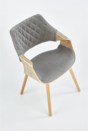 Halmar K396 krzesło do jadalni jasny dąb / popielaty stelaż drewno, sklejka obicie tkanina