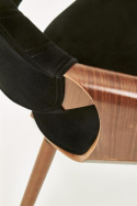 Halmar K396 krzesło do jadalni orzechowy / czarny materiał: sklejka gięta / tkanina velvet / drewno lite