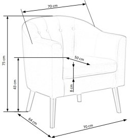 Halmar MARSHAL fotel wypoczynkowy bordowy, materiał: tkanina / drewno lite – kauczukowe