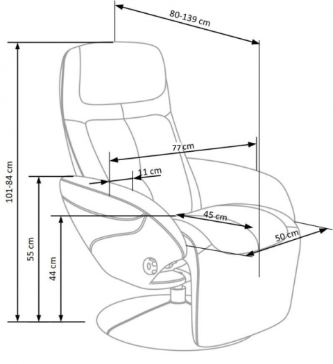 Halmar OPTIMA recliner fotel rozkładany czarny materiał: eco skóra / PVC Halmar OPTIMA recliner fotel rozkładany czarny materiał: eco skóra / PVC