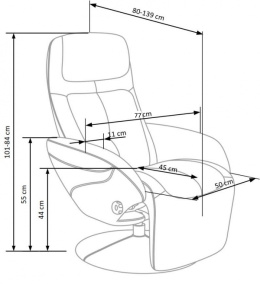 Halmar OPTIMA recliner fotel rozkładany popielaty materiał: eco skóra / PVC