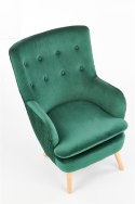 Halmar RAVEL fotel wypoczynkowy ciemny zielony / naturalny materiał: tkanina / drewno lite Halmar RAVEL fotel wypoczynkowy ciemny zielony / naturalny materiał: tkanina / drewno lite