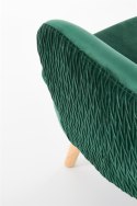Halmar RAVEL fotel wypoczynkowy ciemny zielony / naturalny materiał: tkanina / drewno lite