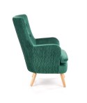 Halmar RAVEL fotel wypoczynkowy ciemny zielony / naturalny materiał: tkanina / drewno lite