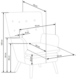 Halmar RAVEL fotel wypoczynkowy popielaty / czarny, materiał: tkanina / drewno lite