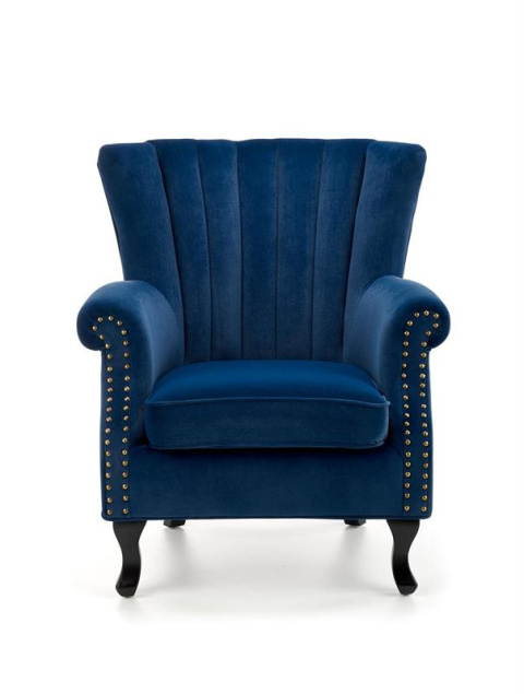 Halmar TITAN fotel wypoczynkowy granatowy tkanina velvet / drewno lite Halmar TITAN fotel wypoczynkowy granatowy tkanina velvet / drewno lite