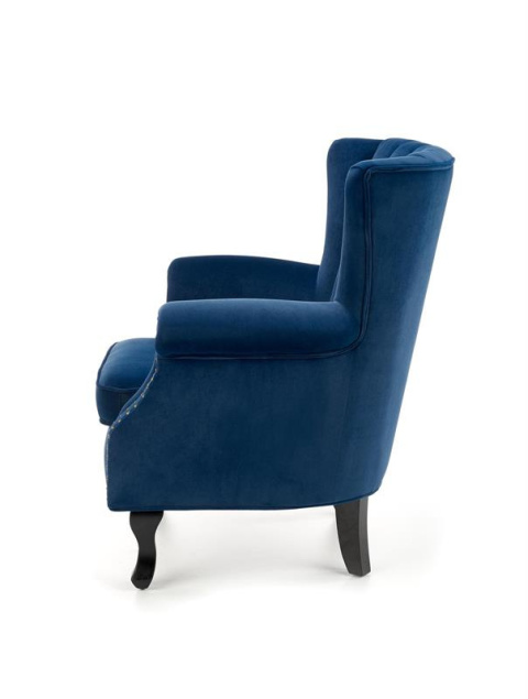 Halmar TITAN fotel wypoczynkowy granatowy tkanina velvet / drewno lite Halmar TITAN fotel wypoczynkowy granatowy tkanina velvet / drewno lite