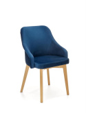Halmar TOLEDO 2 krzesło do jadalni dąb miodowy / tap. MONOLITH 77 (granatowe) - tapicerowane do salonu - nogi lite drewno