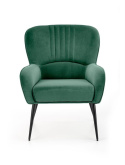Halmar VERDON fotel wypoczynkowy ciemny zielony BLUVEL #78 materiał: tkanina velvet / stal