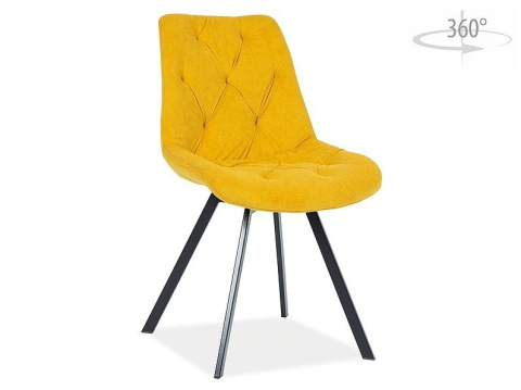 SIGNAL KRZESŁO VALENTE VELVET CZARNY STELAŻ / CURRY BLUVEL 68 - żółte pikowane, siedzisko obracane o 360st. nogi metalowe czarne SIGNAL KRZESŁO VALENTE VELVET CZARNY STELAŻ / CURRY BLUVEL 68 - żółte pikowane, siedzisko obracane o 360st. nogi metalowe czarne