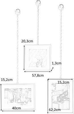 Umbra UMBRA ramka na zdjęcia FOTOCHAIN stal nierdzewna złoty 3 ramki zawieszone na złotych łańcuszkach