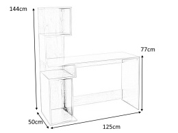 SIGNAL BIURKO B-007 BIAŁY MAT / DĄB WOTAN - płyta laminowana MDF, biurko z półkami, do pokoju młodzieżowego, biura