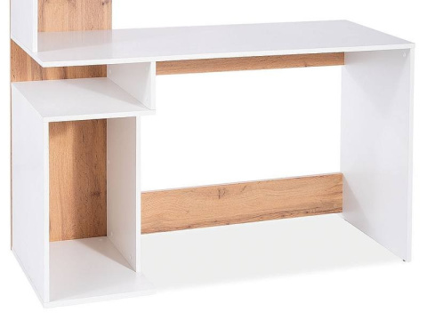 SIGNAL BIURKO B-007 BIAŁY MAT / DĄB WOTAN - płyta laminowana MDF, biurko z półkami, do pokoju młodzieżowego, biura SIGNAL BIURKO B-007 BIAŁY MAT / DĄB WOTAN - płyta laminowana MDF, biurko z półkami, do pokoju młodzieżowego, biura