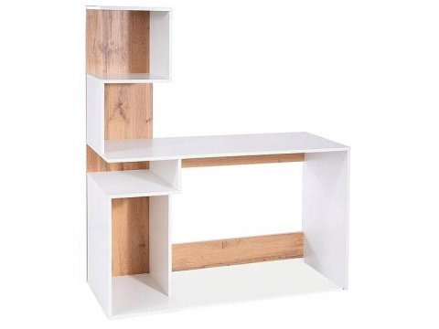 SIGNAL BIURKO B-007 BIAŁY MAT / DĄB WOTAN - płyta laminowana MDF, biurko z półkami, do pokoju młodzieżowego, biura SIGNAL BIURKO B-007 BIAŁY MAT / DĄB WOTAN - płyta laminowana MDF, biurko z półkami, do pokoju młodzieżowego, biura