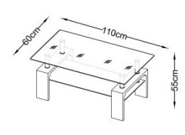 HALMAR ława DIANA H dąb sonoma szkło płyta laminowana 110x60 z półką