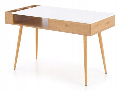 Halmar B45 biurko biały/dąb złoty MDF + melamina stal malowana Halmar B45 biurko biały/dąb złoty MDF + melamina stal malowana