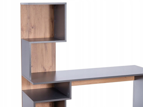 SIGNAL BIURKO B-007 ANTRACYT / DĄB WOTAN - szare płyta laminowana MDF, biurko z półkami, do pokoju młodzieżowego, biura SIGNAL BIURKO B-007 ANTRACYT / DĄB WOTAN - szare płyta laminowana MDF, biurko z półkami, do pokoju młodzieżowego, biura