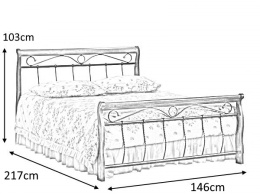 SIGNAL ŁÓŻKO PARMA 140X200 DREWNO ANTYCZNA CZEREŚNIA/CZARNY METAL ZE STELAŻEM