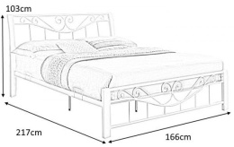 SIGNAL ŁÓŻKO PODWÓJNE DO SYPIALNI PARMA 160X200 DREWNO BIAŁY/CZARNY METAL