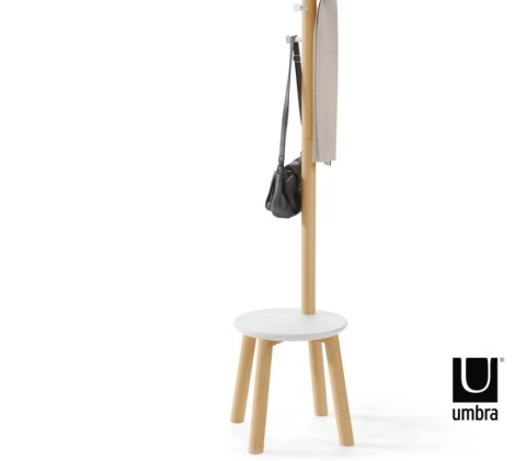 Umbra UMBRA stołek i wieszak na ubrania PILLAR biały / naturalny Umbra UMBRA stołek i wieszak na ubrania PILLAR biały / naturalny
