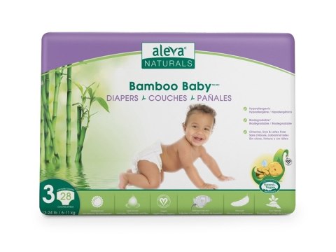 Aleva Naturals Aleva Naturals Bambusowe Pieluchy Rozmiar 3 (6-11kg) 28szt.