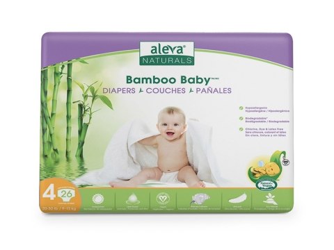 Aleva Naturals Aleva Naturals Bambusowe Pieluchy Rozmiar 4 (9-13kg) 26szt.