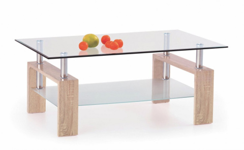 HALMAR ława DIANA H dąb sonoma szkło płyta laminowana 110x60 z półką HALMAR ława DIANA H dąb sonoma szkło płyta laminowana 110x60 z półką