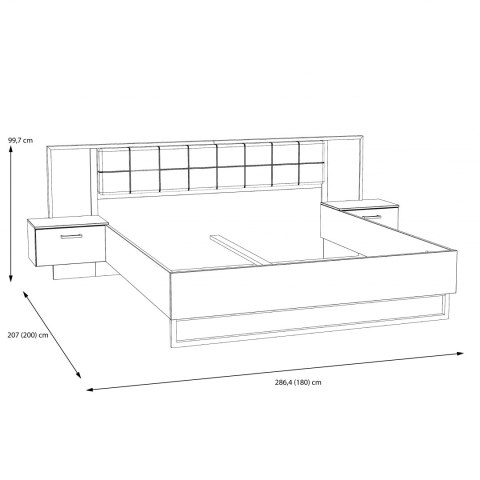 Forte ARYSTYDA ATDL1182-M239 Stelaż łóżka + szafki nocne Forte ARYSTYDA ATDL1182-M239 Stelaż łóżka + szafki nocne