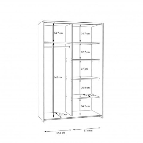 Forte OZZULA OZLS722X10-120 Szafa ubraniowa dwudrzwiowa Biała Forte OZZULA OZLS722X10-120 Szafa ubraniowa dwudrzwiowa Biała