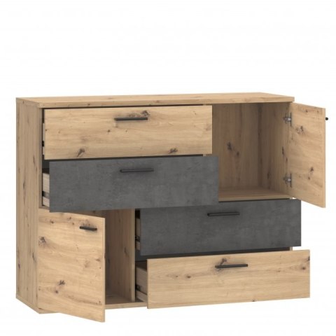 Forte SKIVE SKVK46-C752 Komoda, szafki, szuflady Beton Ciemnoszary / Dąb Artisan Forte SKIVE SKVK46-C752 Komoda, szafki, szuflady Beton Ciemnoszary / Dąb Artisan