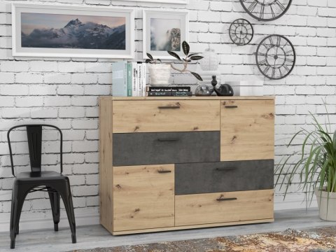 Forte SKIVE SKVK46-C752 Komoda, szafki, szuflady Beton Ciemnoszary / Dąb Artisan Forte SKIVE SKVK46-C752 Komoda, szafki, szuflady Beton Ciemnoszary / Dąb Artisan