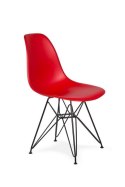 King Home Krzesło DSR BLACK stabilne i wygodne krwista czerwień.06 tworzywo - podstawa metalowa czarna