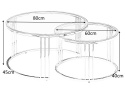 SIGNAL ŁAWA VIENNA SZKŁO DYMIONE/SREBRNY (ZESTAW) - zestaw stolików kawowych szkło hartowane, stelaż stal nierdzewna srebrna