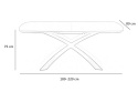 HALMAR stół SILVESTRO do jadalni 180-220x89 rozkładany blat ciemny popiel noga czarny prostokątny - szkło / MDF lakierowany