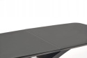 HALMAR stół SILVESTRO do jadalni 180-220x89 rozkładany blat ciemny popiel noga czarny prostokątny - szkło / MDF lakierowany